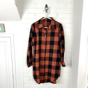 Checkered Plaid Snap Button Down Flannel Shirt Dress Size S